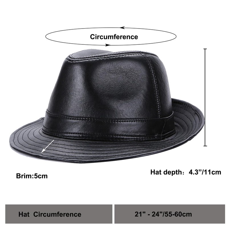 Sandy Ting Sheepskin Leather hat Classic Cowboy Fedora Hat (X-large/23-24in)