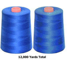 Franco American Textiles Sewing Thread Premium Royal Blue Thick Spun Polyester All Purpose Overlock Cone