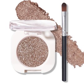 QIUFSSE Glitter Eyeshadow Champagne Pearl Glow Single Eyeshadow,Ultra Fine Shimmer Eyeshadow Lightweight Sparkling Blendable Formula,Daily Multiuse Glossy Eyes Makeup (10 Cowboy)