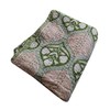 thehandicraftworld Cotton Kantha Quilt Blanket, Green Floral Print, 90x108 Inch