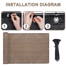 LOVE STORY Balcony Privacy Screen, 3'x10' Brown Deck Shield Screen Fence Cover (HDPE),UV Protection and Weather-Resistant,3 FT Height for Deck, Patio, Backyard, Outdoor Pool, Porch, Railing