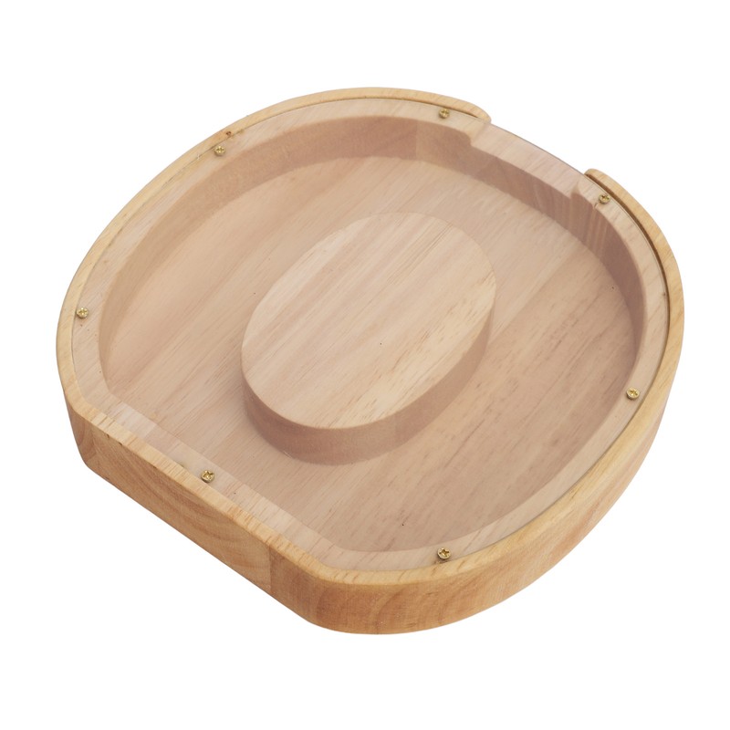 Letter Shaped Piggy Bank Wooden Transparent Panel Portable O Shaped