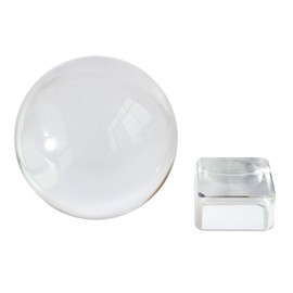 Clear Crystal Ball Sphere 78mm W Red String Bracelet W Stand