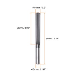 sourcing map Carbide Chucking Reamer 0.2"(5.08mm) Dia Straight Flute Straight Shank Machine Reamer Tool for Metal and Lathes CNC Machining Centers, Black