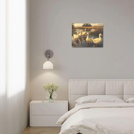 Farmhouse Duck Wall Art Country Feild Canvas Wall Decor Pictures Paintings Prints Artwork Framed Decorations For Bathroom Bedroom Living Room Office Gifts 16" x 12"