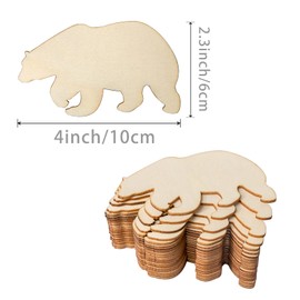 Bear Wooden Blank Grizzly Wood Wall Art Unfinished Ornaments for Christmas Wedding Birthday Party Thanksgiving Day Decoration 20Pcs.