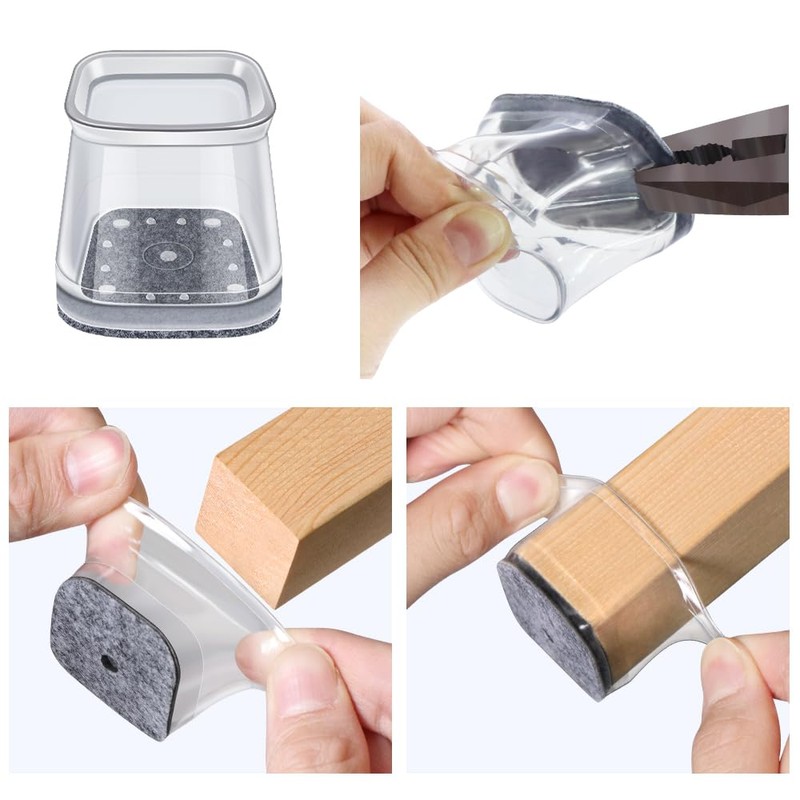 BUMACO Chair Leg Floor Protectors Square Chair Leg Protectors for