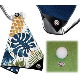 Magnetic 6-in-1 Multi Tool Golf Towel - Magnetic Towel - Ball Marker - Silicone Brush - Groove Cleaner - Bottle Opener - Bag Clip - Microfiber Waffle Design - Men's and Women's Golf - Golf Gifts