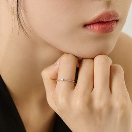 Gold&Dear 14KGP Slim Cubic Dot Ring White Gold M(No. 11) / 골드앤디어 14KGP 슬림 큐빅 도트 반지 화이트골드  M(11호)