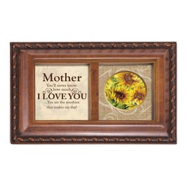Cottage Garden Mother How Much I Love You Woodgrain Rope Trim Petite Music Box Plays You are My Sunshine