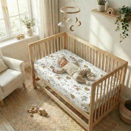 Baby Safe Cot Bed Linen 60 x 120 cm with Corners - Mattress Topper for Cot Bed 60 x 120 cm Made of 100% Cotton, Oeko-Tex Certificate, Made in Europe