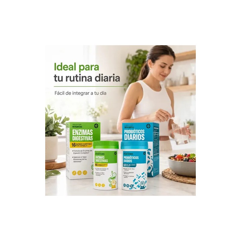 Probióticos Enzimas Digestivas Prebióticos Flora Suplemento