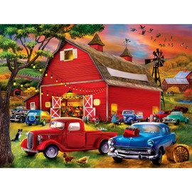 AIRDEA 5D Red House Diamond Painting Kits for Adults, DIY Full Drill Round Party Diamond Painting Kits Vintage Truck Diamond Art by Number Kits for Beginners Dusk Gem Art Painting Kits 11.8x15.7 inch