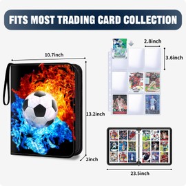 TsuiWah Soccer Card Binder with Sleeves, 9-Pocket Trading Card Holder Card Collectors Album 900 Cards, Card Folder for EURO 2024 Soccer Baseball Football Sport Trading Cards,TCG,MTG,PTG Games