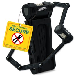 KOHLBURG Folding Bike Lock [43”] Bolt Cutter Proof with 4-Digit Combination Code & Bracket - Long Foldable Bike Lock of Heavy Duty Anti Theft Security Level for Bicycle e-Bike MTB & Scooter