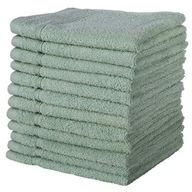 Seleq 450GSM Green Turkish Cotton Washcloths Bulk 13" x 13" - Set of 12