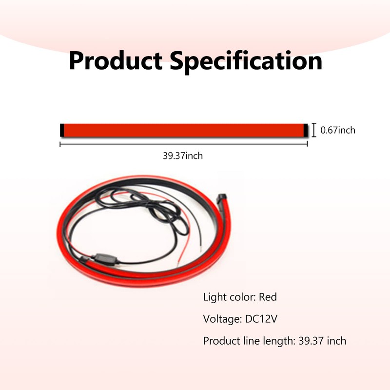 Miytsya 1 PC LED Third Brake Light Strip, Universal Red