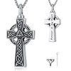 DRINSPER Urn Necklace for Ashes Celtic Cross Cremation Jewelry 925