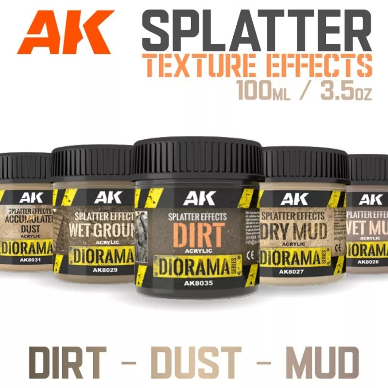 AK Interactive: Splatter Effects Texture - Mud & Dust -