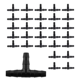 BEADNOVA Drip Irrigation Connectors 30 Pcs 1/4 Inch Barbed Connector Tee Couplings Irrigation for 1/4 Inch Drip Tubing Water Tubing Gardening Supplies (30pcs)