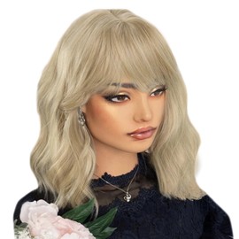 JSTHHTT 14 Inch Short Blonde Wig for Women, Synthetic Hair Wigs, for Daily Party, Cosplay, 35 cm