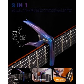 Leo Jaymz Heavy Duty Guitar Capo for Acoustic/Electric Guitars, Guitar Clip made of Zinc Alloy Metal, Guitar Clamp for Bass Classical Guitar, Ukulele, Mandolin,Banjo