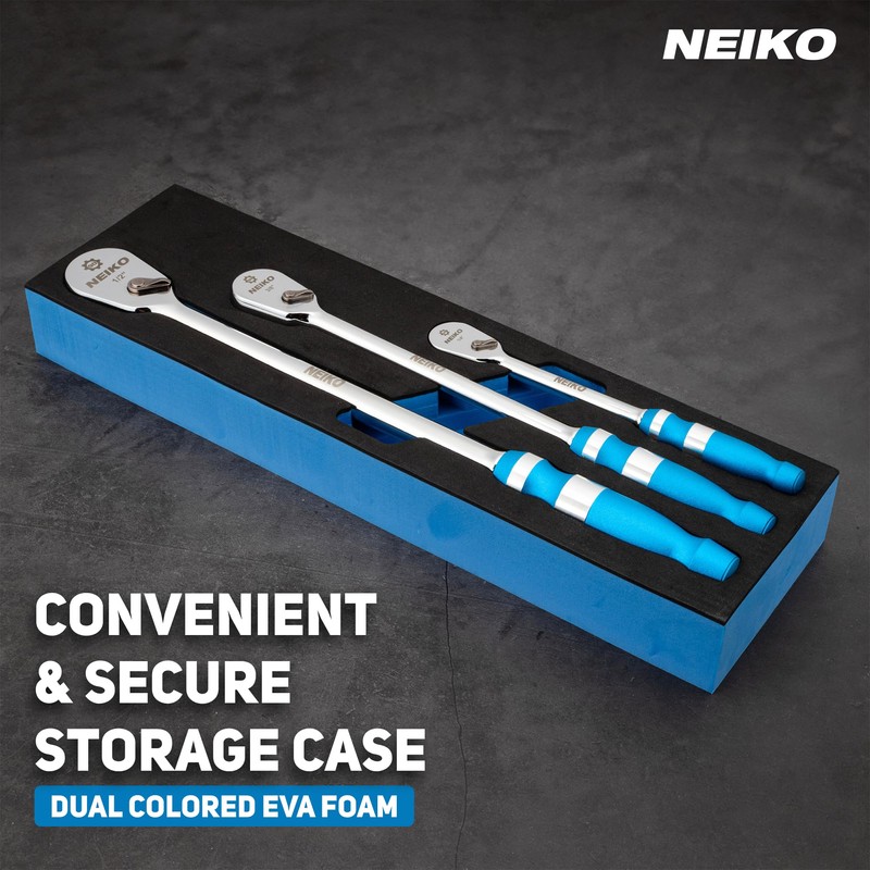NEIKO 03006A Flat Head Ratchet Set - 3 Piece Low