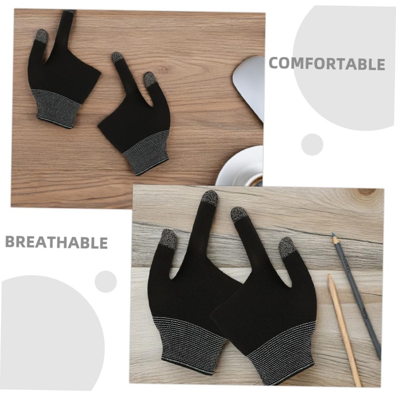 Operitacx 2Pairs Graphene Touch Screen Gaming Gloves Breathable Two Finger