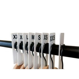 NAHANCO QSDWBKIT3, White Rectangular Clothing Size Dividers with Black Print for XXS-XXL, 1Blank, Kit of 16 (7 Sizes and 1 Blank, 2 of Each)