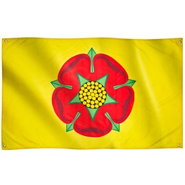 Runesol Lancashire Flag, 91x152cm, 3ft x 5ft, Red Rose Flag, 4 Grommets, Eyelet in Every Corner, Premium Flags, Inside, Outside, Vivid Colours