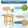 ETECHMART Bamboo Shower Bench with Back and Soap Dish, 2-Tier