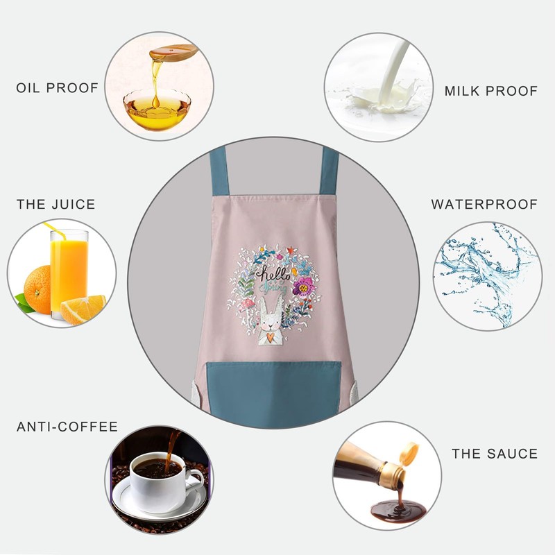 DILLMAN Women Kitchen Apron with Hand Wiping, Large Pocket, Hand