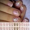 French False Nails Short - 24Pcs Gold White French Nail