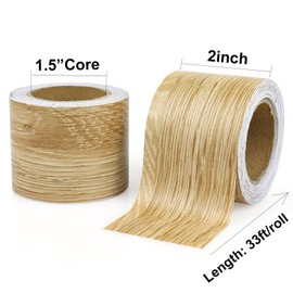 BOMEI PACK Wood Grain Repair Tape,Self Adhesive Repair Patch for Furniture, Floors, Cabinets, Windows, Doors, RV, Home Decor and DIY Projects (2, Coffee Oak, 2inch X 33ft)
