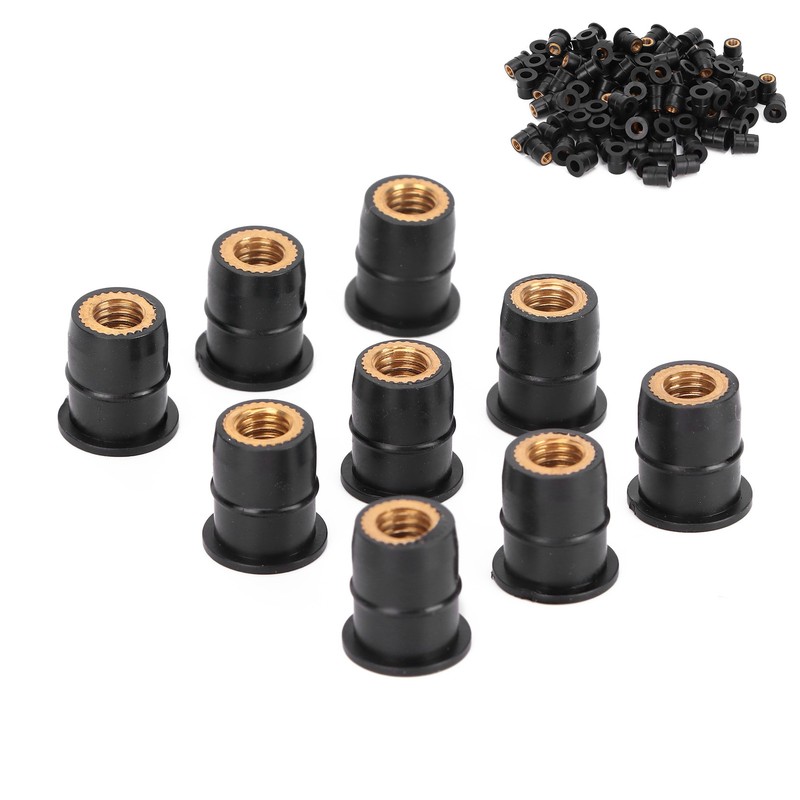 100PCS Well Nut M6x0.8mm Rubber Modification for Motorcycle ATV Windscreens