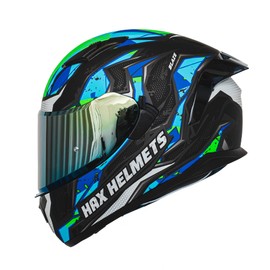 HAX OBSIDIAN Full Face Dual Visor Adult Motorcycle Helmet for Motorbike Street Bike with Pinlock Ready DOT Approved (Blaze Blue,S)