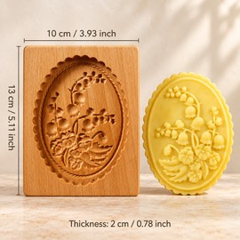 Wooden Cookie Mold for Baking – Carved Flower Embossing Design for Cookies, Biscuits, Fondant & Holiday Baking