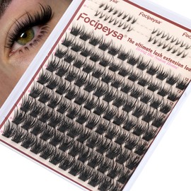 Focipeysa Wispy Lash Clusters Natural Eyelashes Extensions 10-16mm Cluster Lash Extensions C-Curl Lashes Extensions with Bottom Lashes Salon Effect Individual Eyelash DIY Eyelashes Clusters at Home