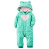 Carter's Baby Girls Hooded Fleece Jumpsuit, Mint, 18 Months
