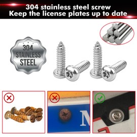 x xotic tech Anti Theft License Plate Screws Kit, Stainless Steel Bolt Fasteners Nut Kits for Car Tag Frame Holder, Tamper Proof Screws Mounting Hardware, Valve Stem Cap Cover, Black Screw Caps