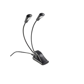 K&M 12245 Notenpultleuchte Double4 LED FlexLight Schwarz - Befestigung per Clip - 2 flexible Schwanenhälse, 2 x 1700 Lux