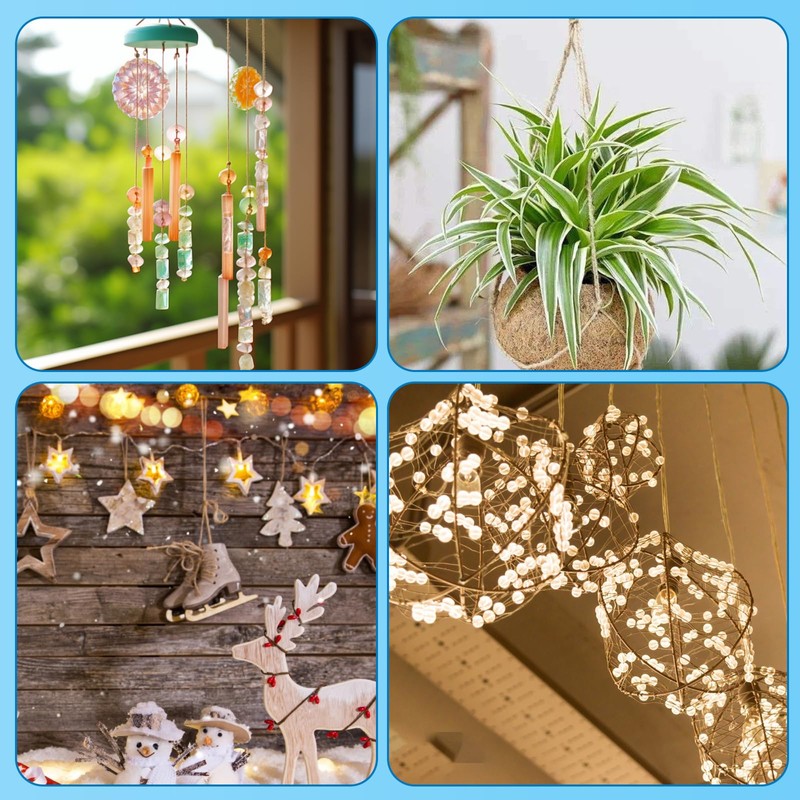 Sankoly 12 Pcs Self Adhesive Ceiling Hooks No Drilling Ceiling