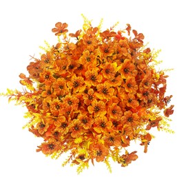 Pinenoya Artificial Faux Fall Mums Flowers Outdoor Decoration,16 Bundles Fake Silk Colorful Daisy Eucalyptus Realistic UV Resistant Plants for Outside Home Planter Porch Patio Yard Decor