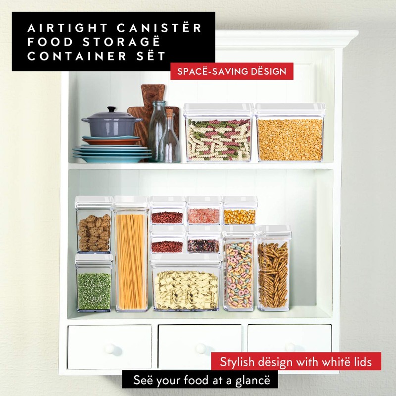 DWËLLZA KITCHEN Airtight Food Storage Containers with White Lids 2L