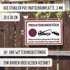 TypeStoff FS-01339 Safety Sign with Private Property - Illegally Parkende Fahrzeuge werden kostenpflichtig abgeschleppt 30 x 20 cm Made from Sturdy PVC Hard Foam Board 3 mm with UV Protection