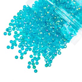 qiipii 620PCS 6mm Transparent Teal Blue AB Resin Rhinestones Clear Turquoise Blue Flatback Jelly Stones Bulk SS30 Diamonds Gems Jewels Charms for Nails Face Eyes Makeup Tumblers Bottles Crafts Shoes