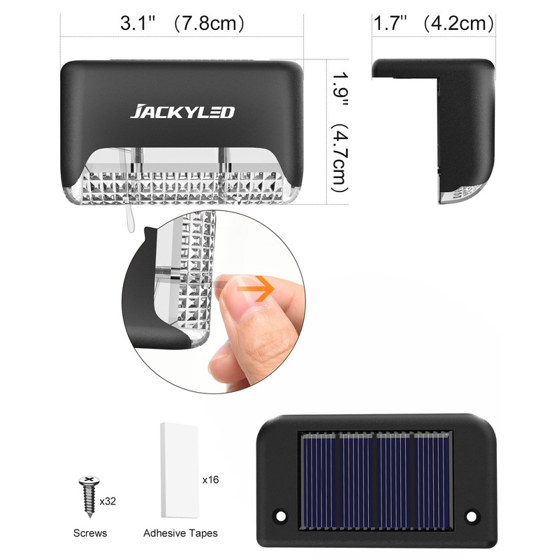 JACKYLED 16 Pack, Step Lights Waterproof LED Solar Power Outdoor