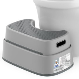 MR.SIGA Toilet Stool Squat Adult, Bathroom Stool Heavy Duty, Anti Slip Toilet Step for Bathroom, Toddler Step Stool for Kids, Light Gray & Dark Gray