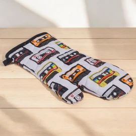 MIJOMA Oven Glove or Pot Holder - Retro Design for Stylish Cooking - High Quality Cotton Digital Print (Cassettes, Oven Glove, 17 x 32 cm)