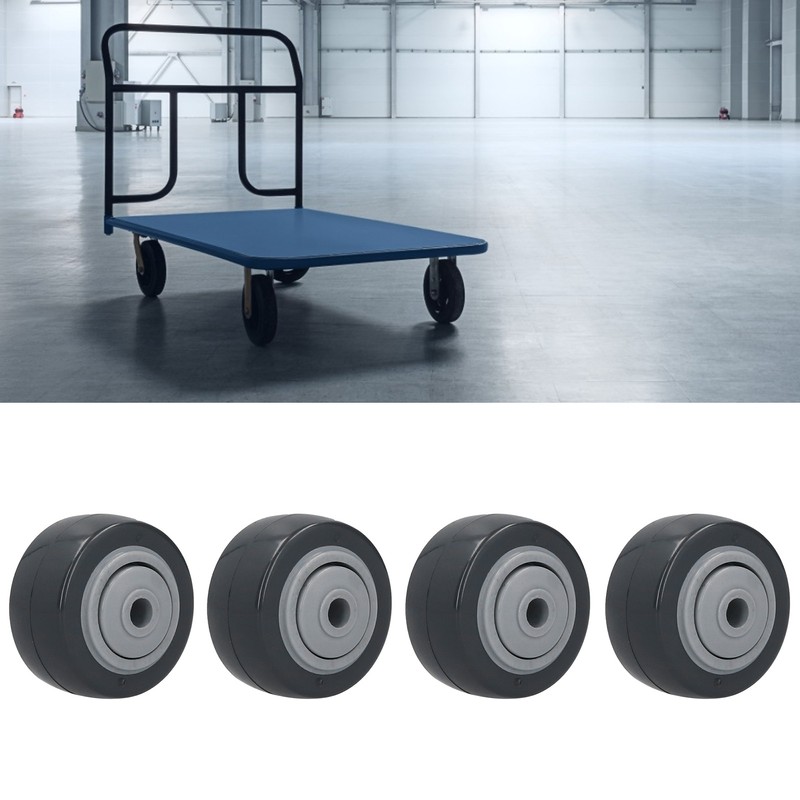 4Pcs Mute Wheel PU AntiWinding Furniture Trolley Directional Caster 2in